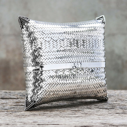 Thai Weavings Woven Silver Plated Brass Clutch from Thailand