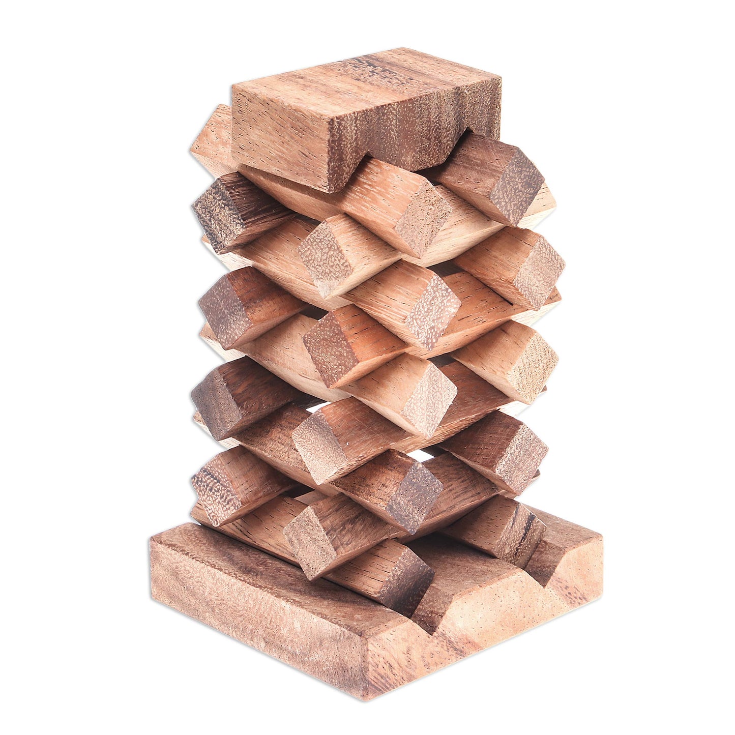 Tower of Pisa 18-Piece Raintree Wood Tower Puzzle from Thailand