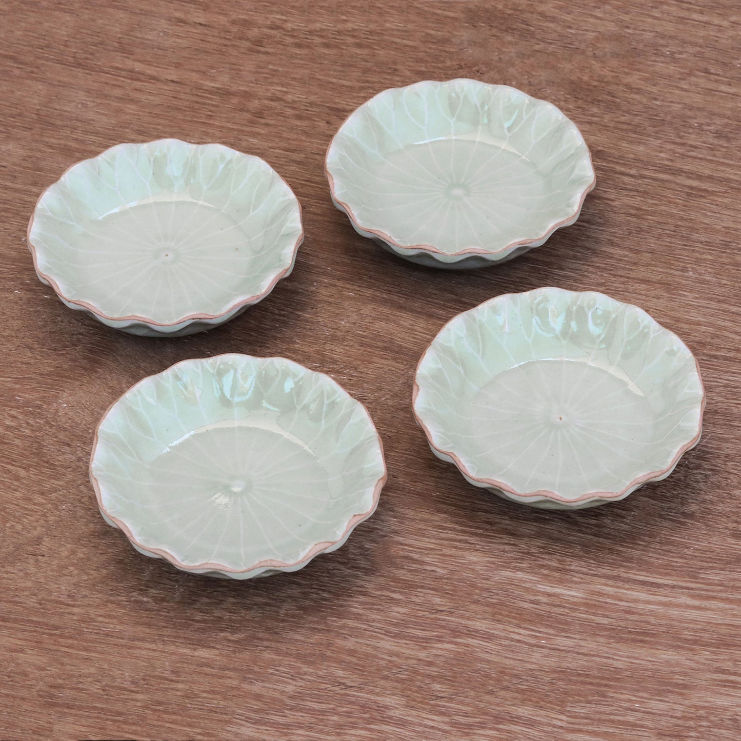 Festive Lotus Lotus Leaf Celadon Ceramic Appetizer Bowls (Set of 4)