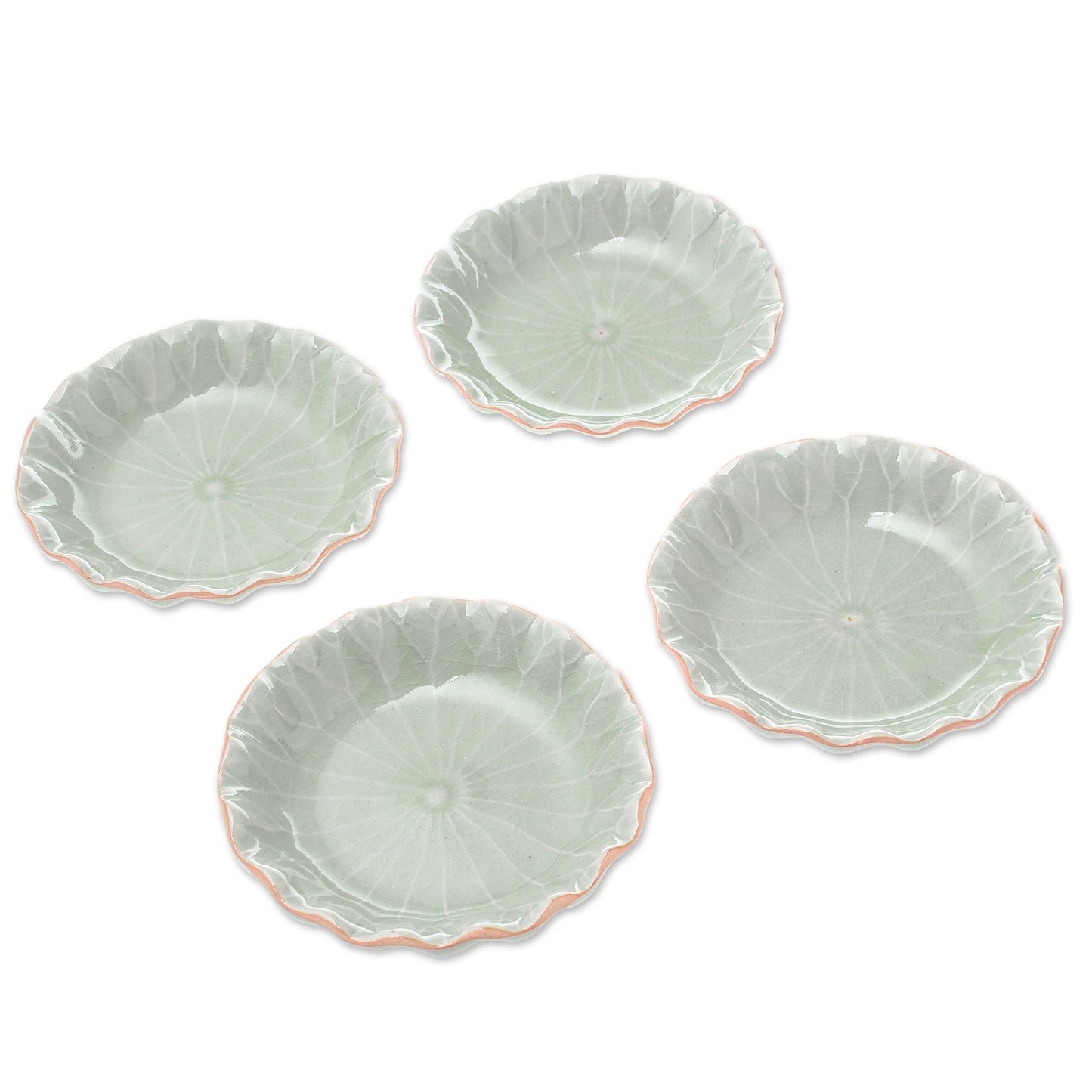 Festive Lotus Lotus Leaf Celadon Ceramic Appetizer Bowls (Set of 4)