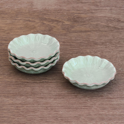 Festive Lotus Lotus Leaf Celadon Ceramic Appetizer Bowls (Set of 4)