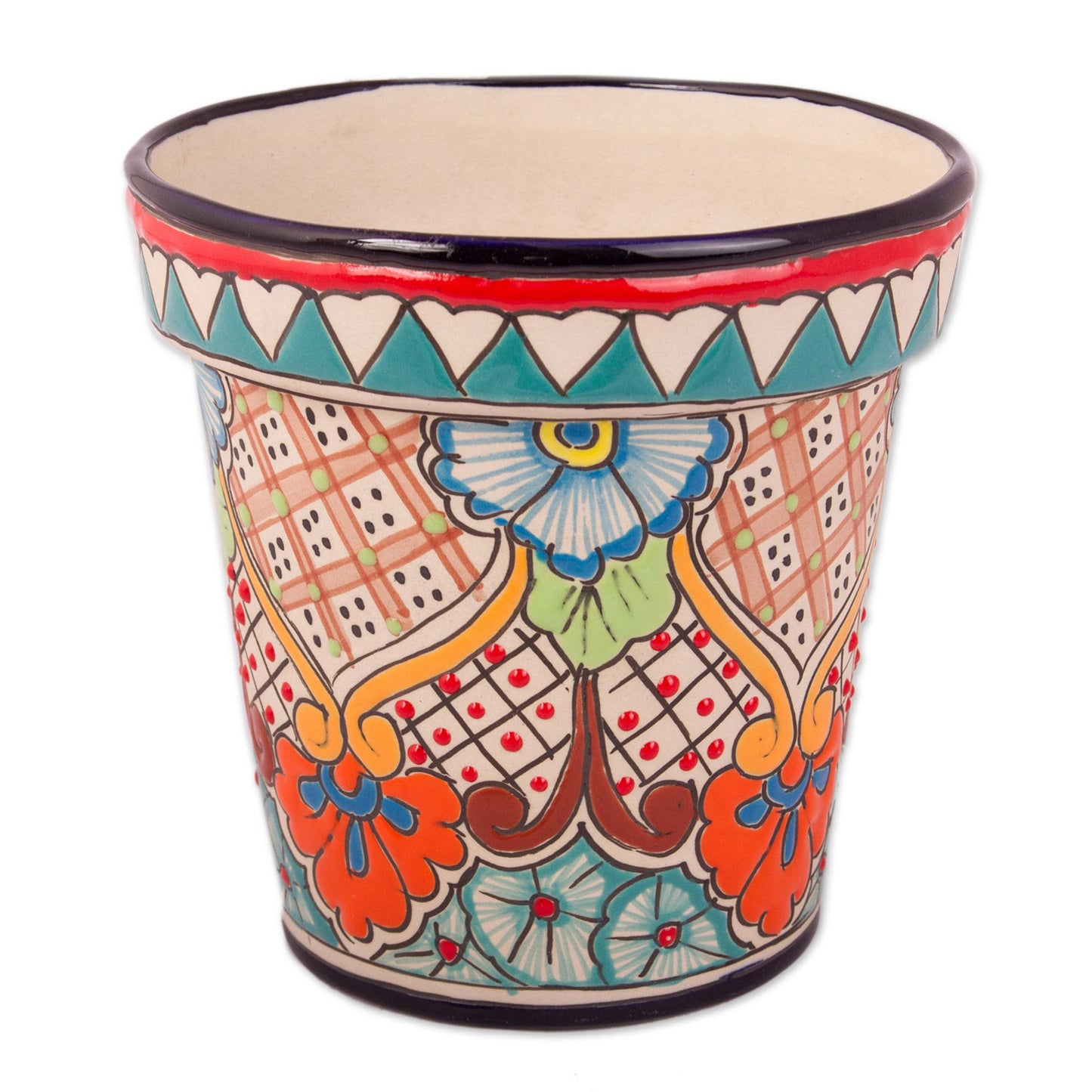 Sunlit Garden Talavera Style Colorful Floral Ceramic Flower Pot (6.5 inch)