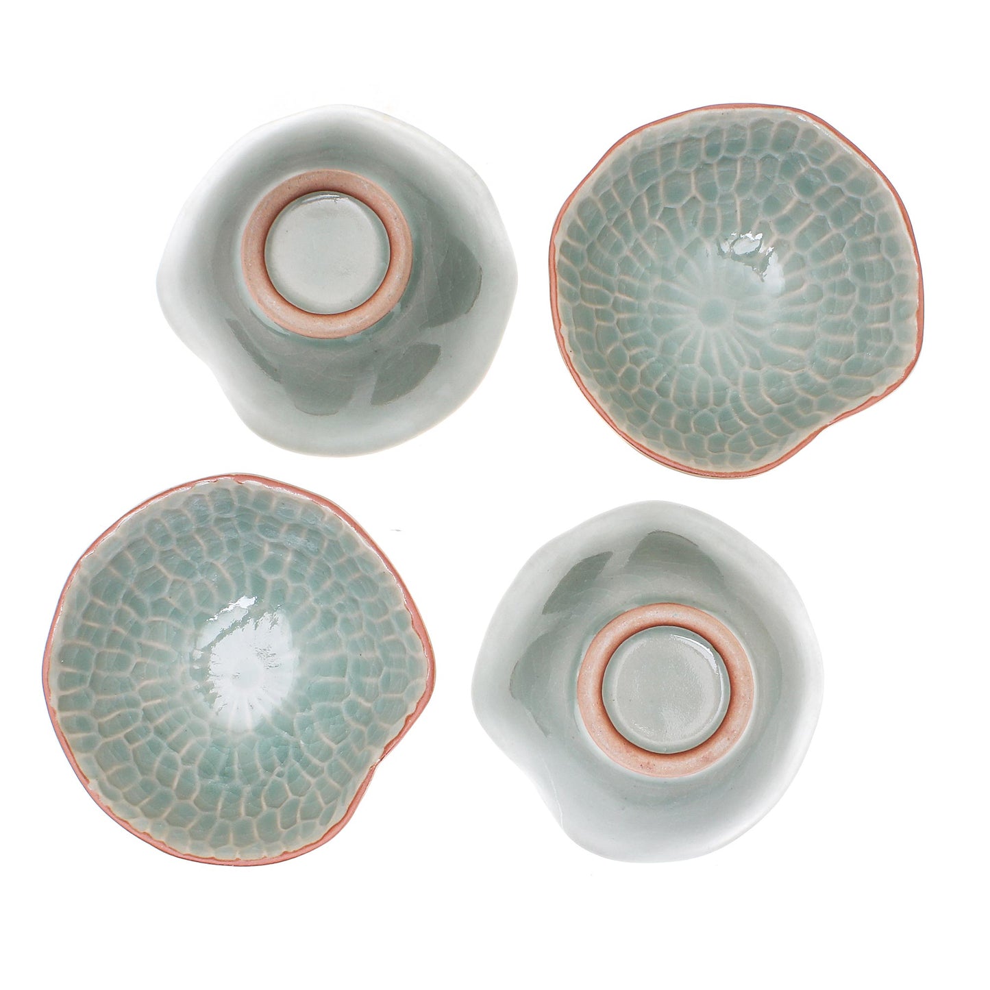 Sunflower Dream Celadon Ceramic Appetizer Bowls from Thailand (Set of 4)