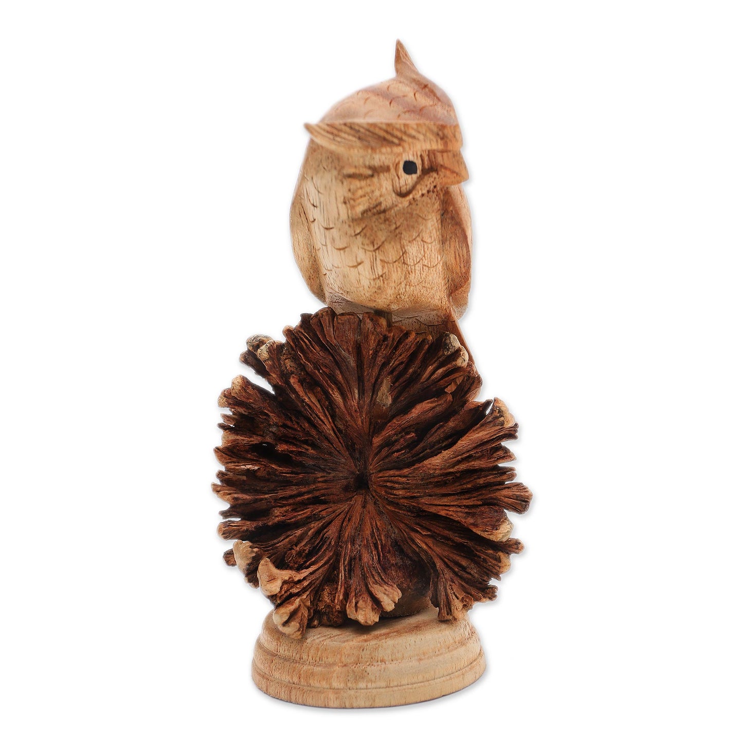 Perched Owl Jempinis Wood Owl Sculpture from Bali