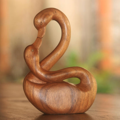 Mother Sculpture Suar Wood Mother and Child Goose Sculpture from Bali