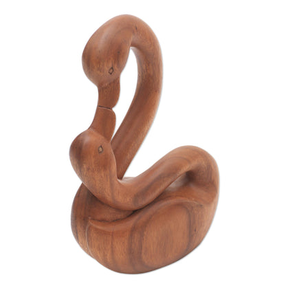 Mother Sculpture Suar Wood Mother and Child Goose Sculpture from Bali