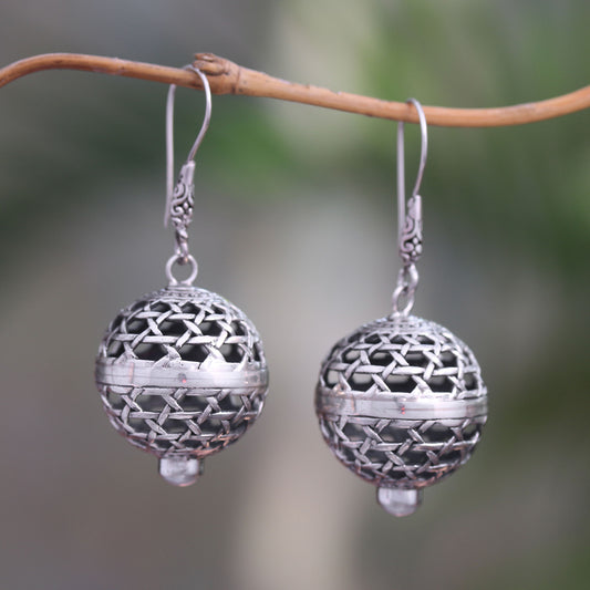 Kintamani Lanterns Round Cultured Pearl Dangle Earrings from Bali