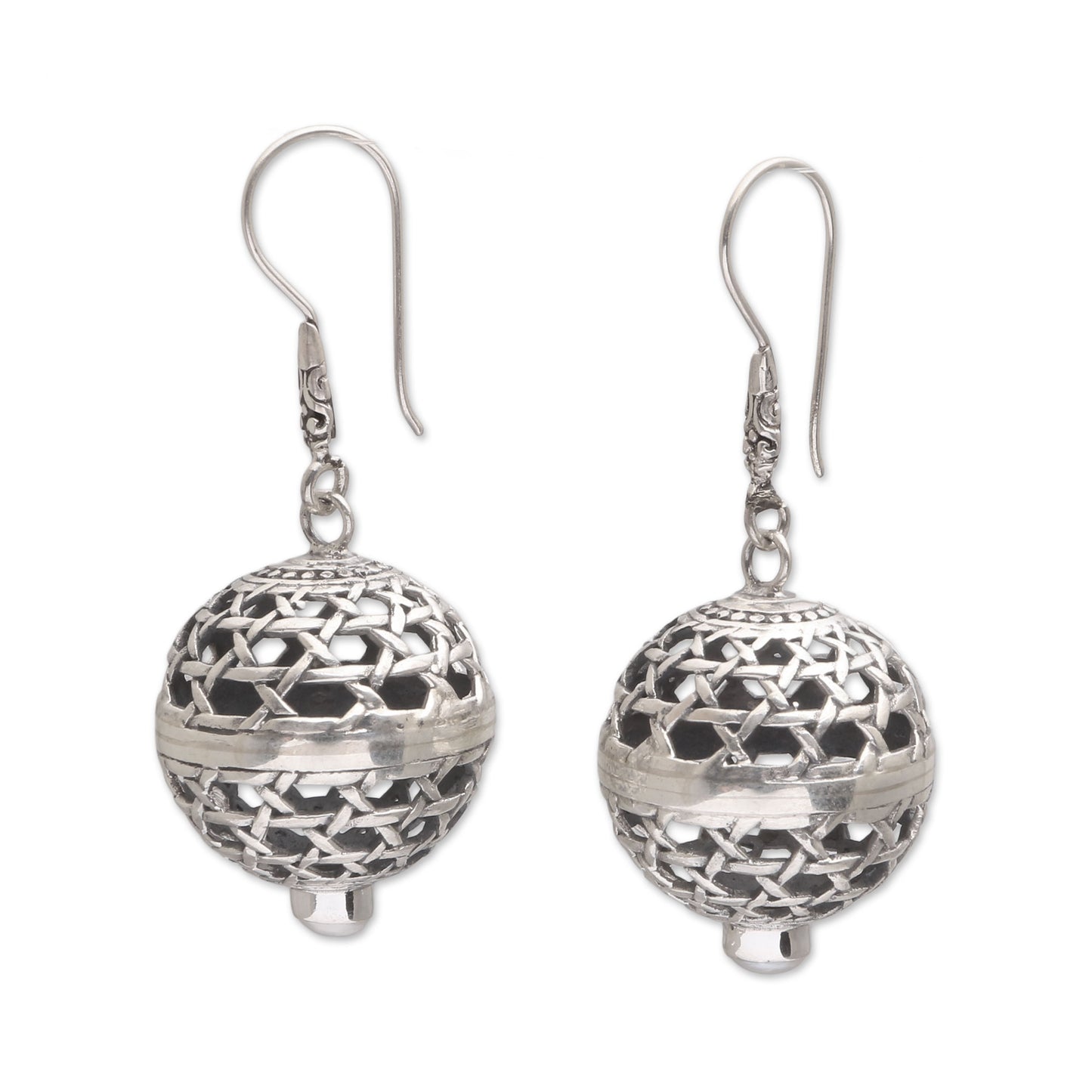 Kintamani Lanterns Round Cultured Pearl Dangle Earrings from Bali