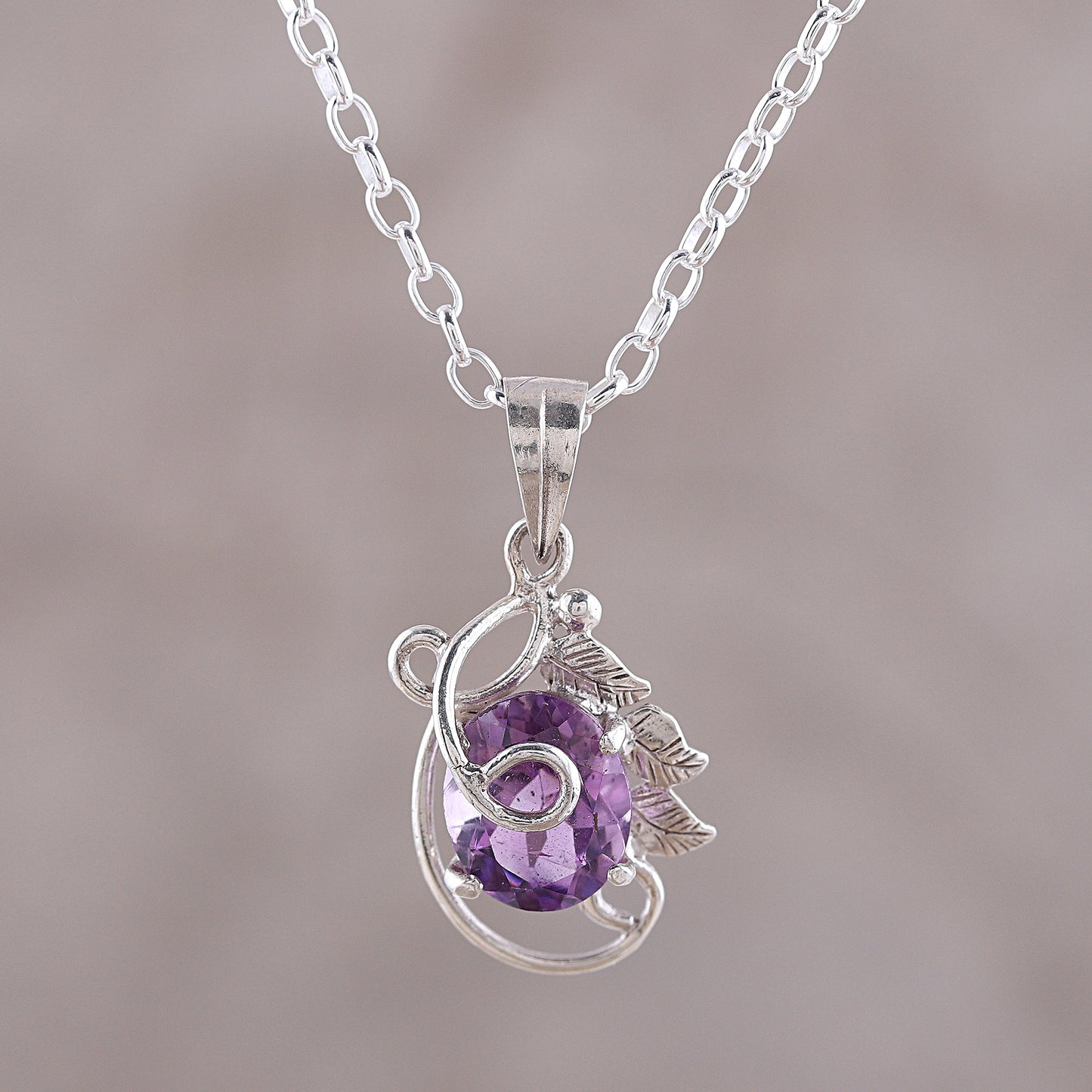 Beaming Lilac Handcrafted Sterling Silver and Amethyst Pendant Necklace