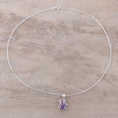 Beaming Lilac Handcrafted Sterling Silver and Amethyst Pendant Necklace