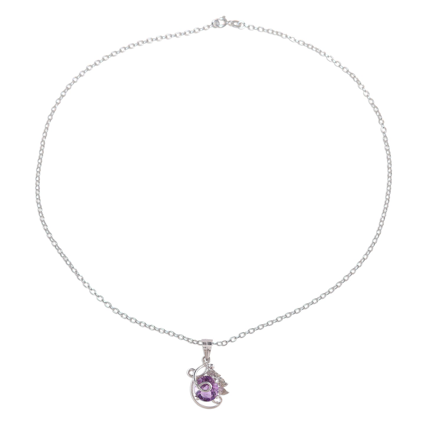 Beaming Lilac Handcrafted Sterling Silver and Amethyst Pendant Necklace