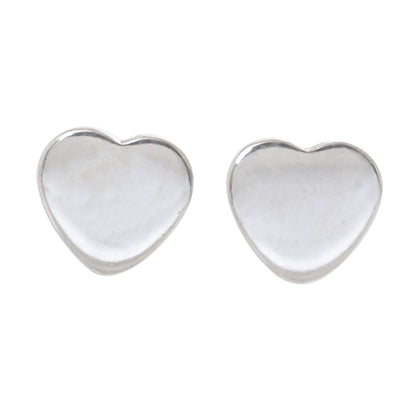 Simple Hearts Heart-Shaped Sterling Silver Stud Earrings from Thailand