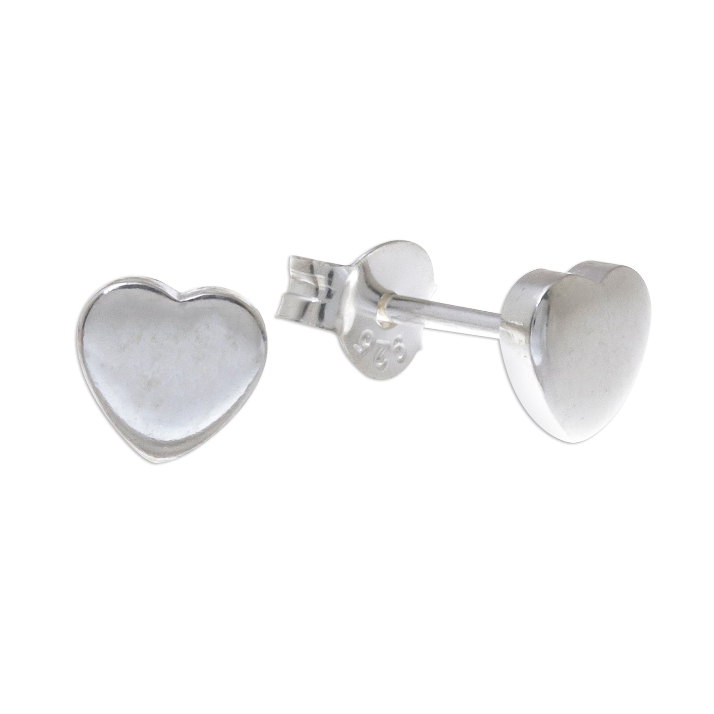 Simple Hearts Heart-Shaped Sterling Silver Stud Earrings from Thailand