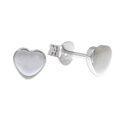 Simple Hearts Heart-Shaped Sterling Silver Stud Earrings from Thailand