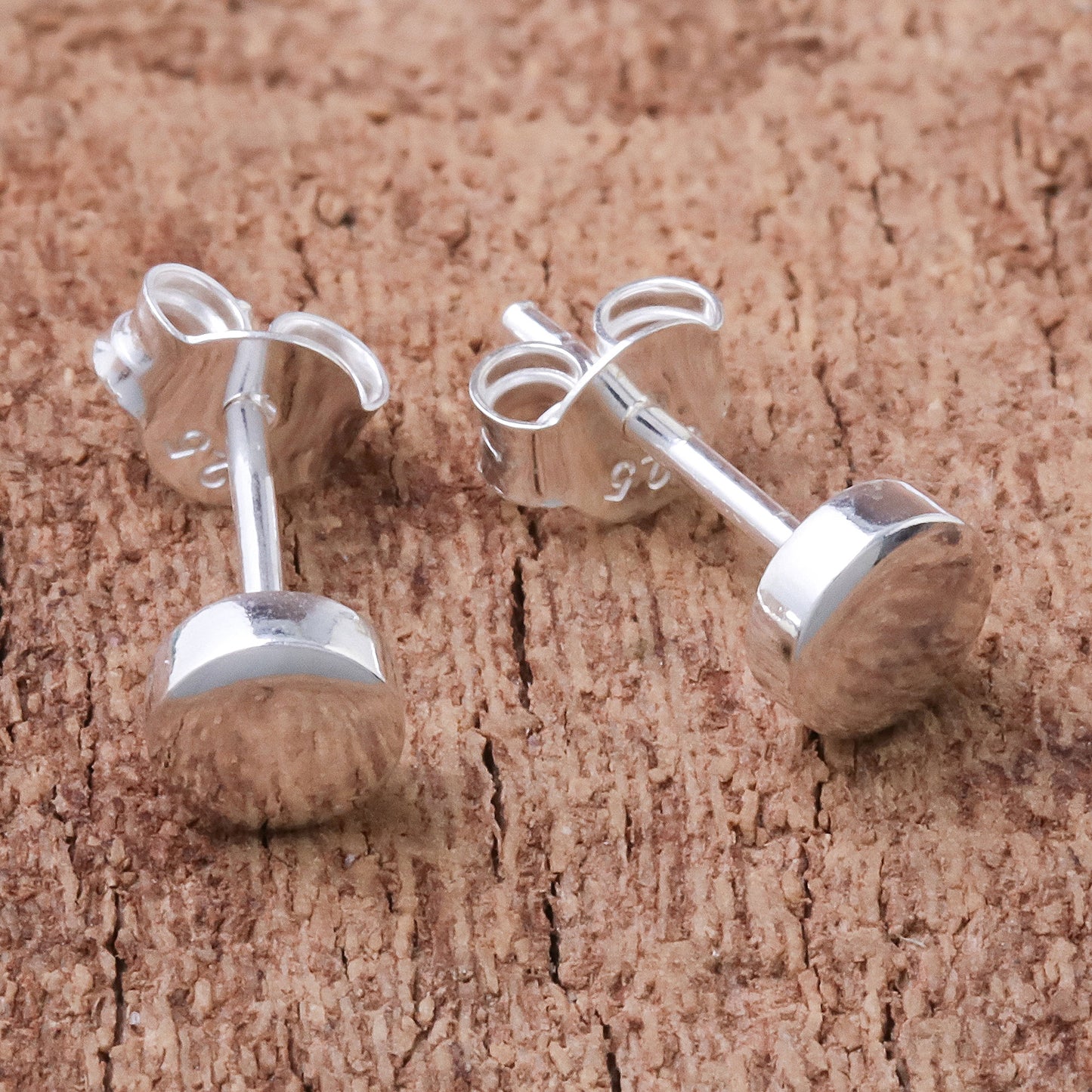 Round Simplicity Round Sterling Silver Stud Earrings from Thailand