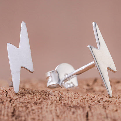 Electric Energy Lightning Bolt Sterling Silver Stud Earrings from Thailand