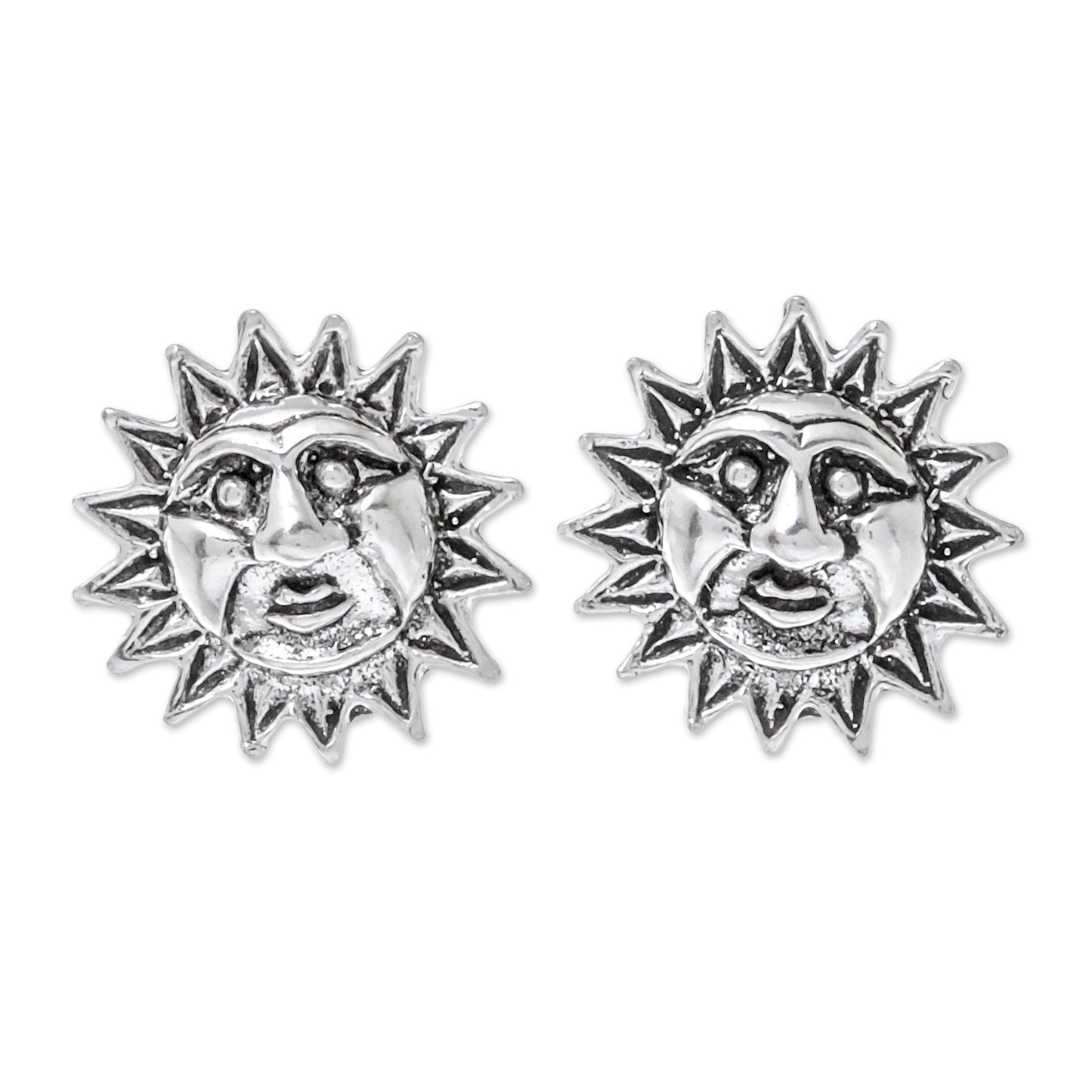 Whimsical Suns Sterling Silver Sun Stud Earrings from Thailand