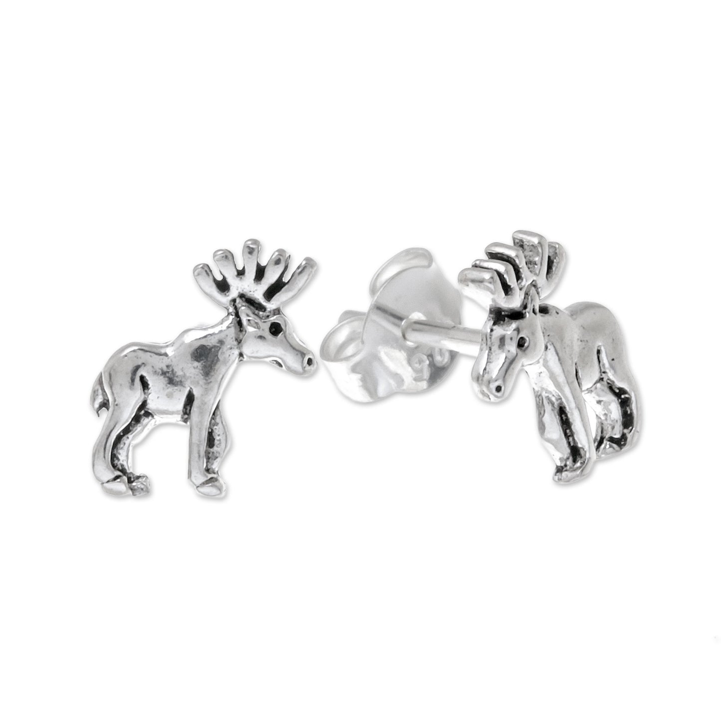 Moose Sterling Silver Moose Stud Earrings from Thailand