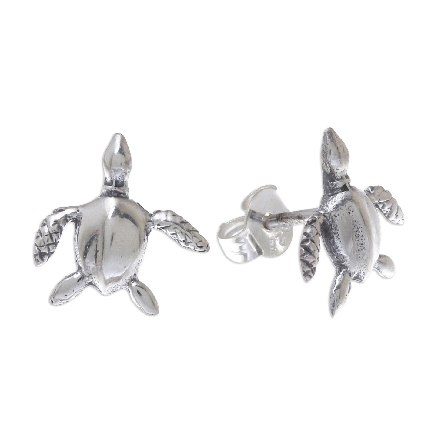 Sea Turtle Bliss Sterling Silver Sea Turtle Stud Earrings from Thailand