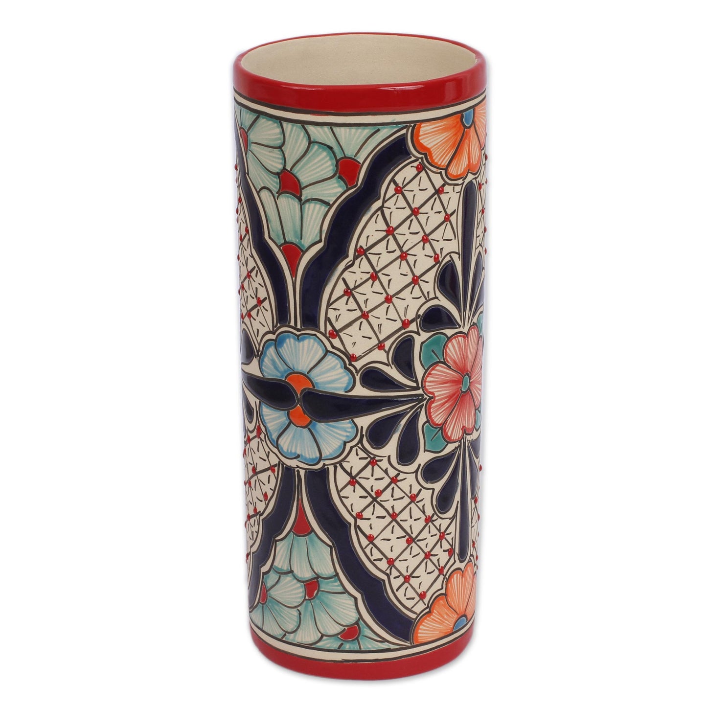 Floral Desire Handmade Floral Talavaera Ceramic Vase from Mexico