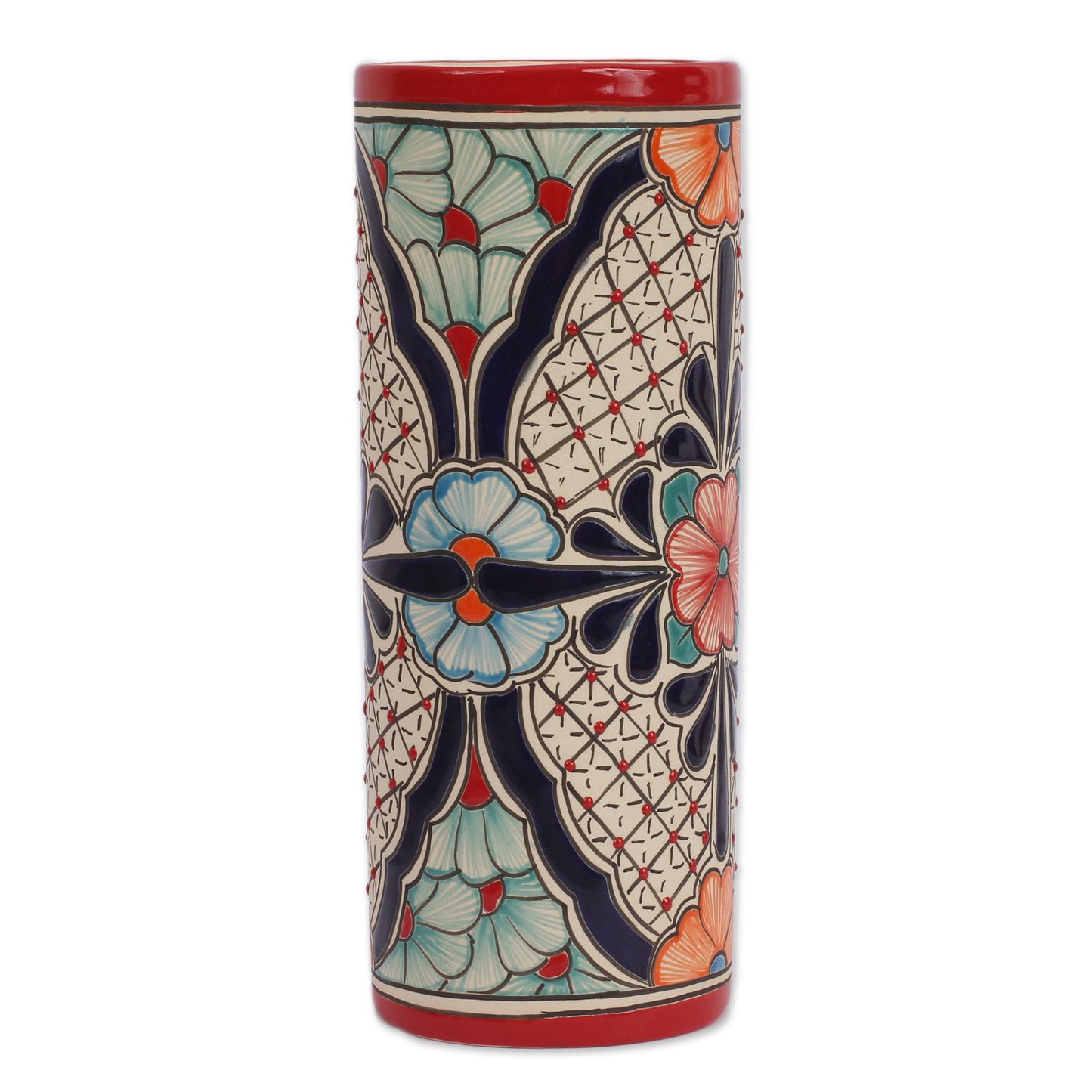 Floral Desire Handmade Floral Talavaera Ceramic Vase from Mexico