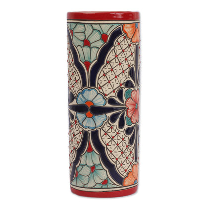 Floral Desire Handmade Floral Talavaera Ceramic Vase from Mexico