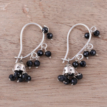 Music Faceted Onyx Chandelier Earrings from India