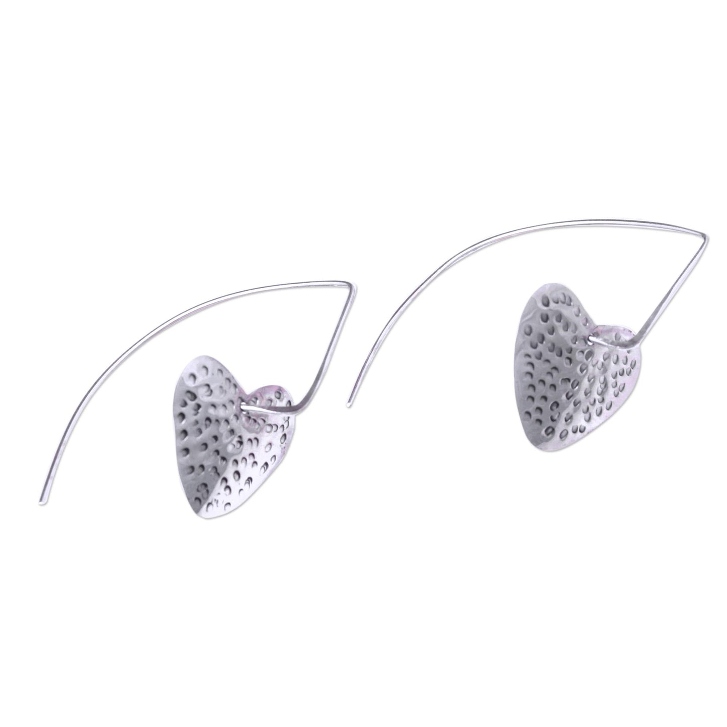 Speckled Hearts Sterling Silver heart Drop Earrings from Bali
