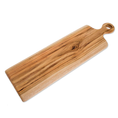 Morning Baguette Handmade Teak Wood Cutting Board from Guatemala (20 in.)