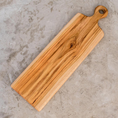 Morning Baguette Handmade Teak Wood Cutting Board from Guatemala (20 in.)