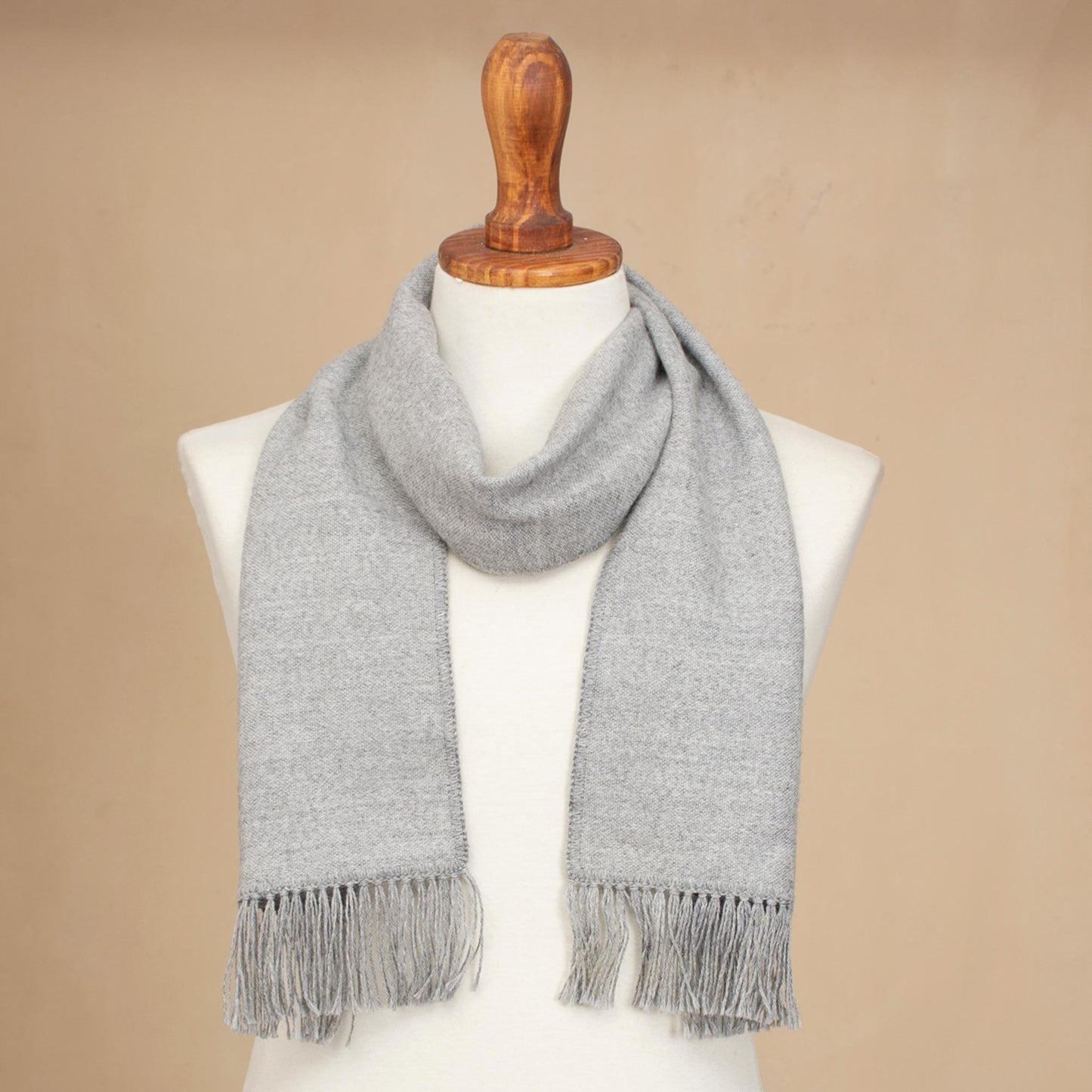 Winter Chic in Smoke Artisan Crafted Alpaca Blend Scarf in Smoke from Peru