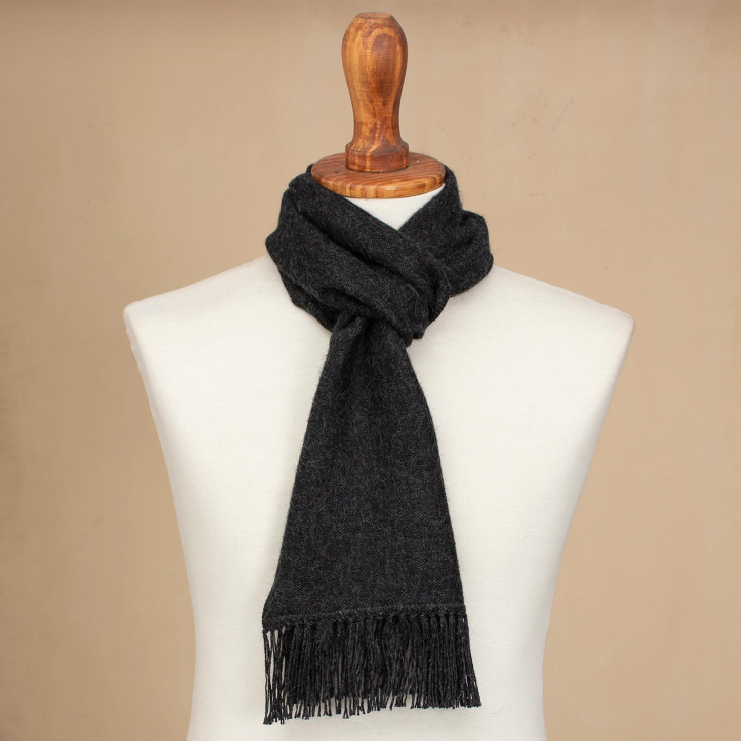 Winter Chic in Graphite Grey Alpaca Blend Scarf