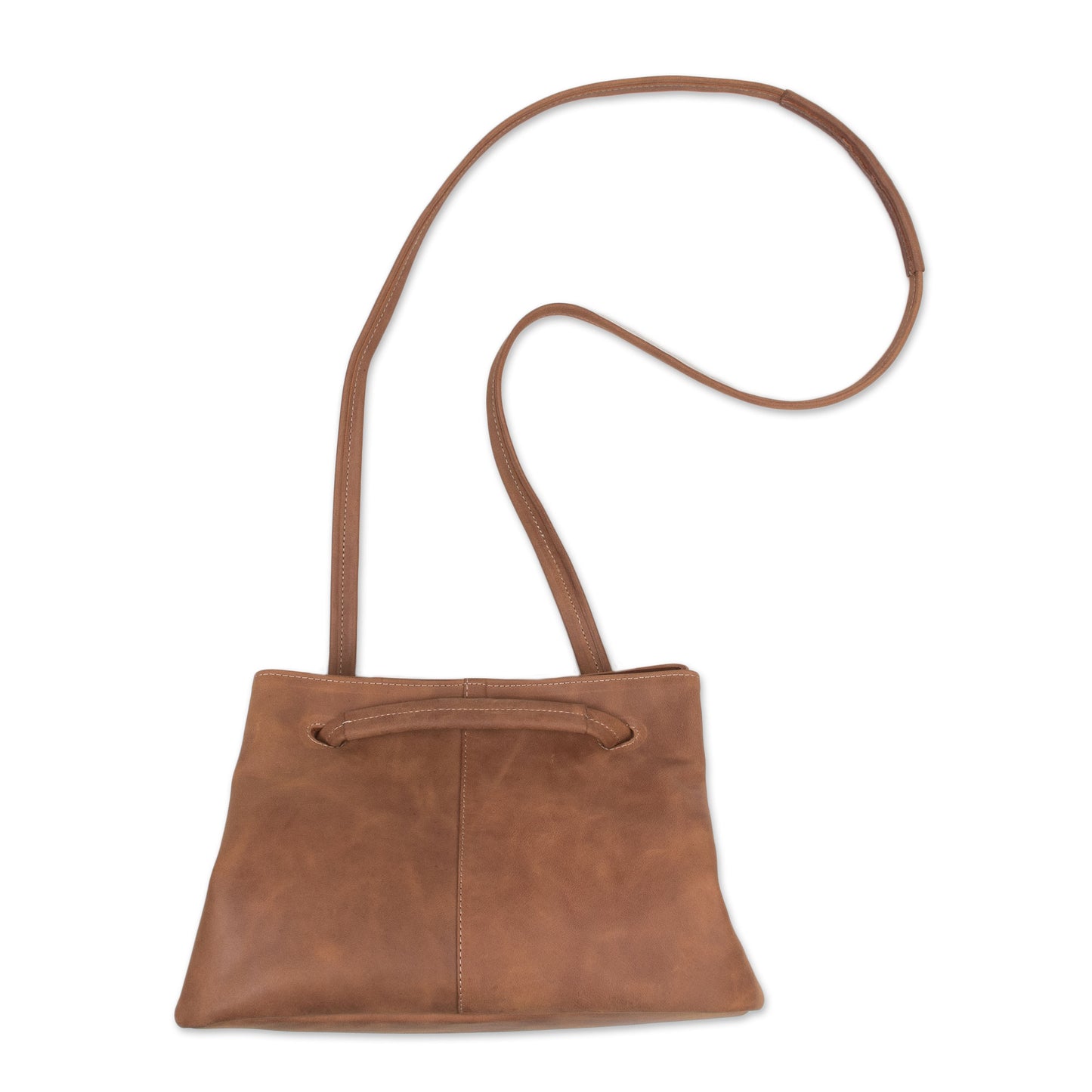 Stylish Sepia Handmade Leather Shoulder Bag in Sepia from Peru