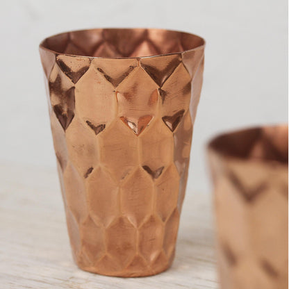 Hexagon Gleam Hexagon Pattern Copper Tumblers from Mexico (Pair)