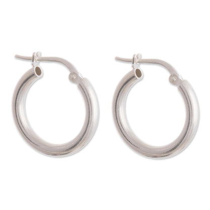 Classic Gleam Sandblasted Sterling Silver Hoop Earrings from Peru