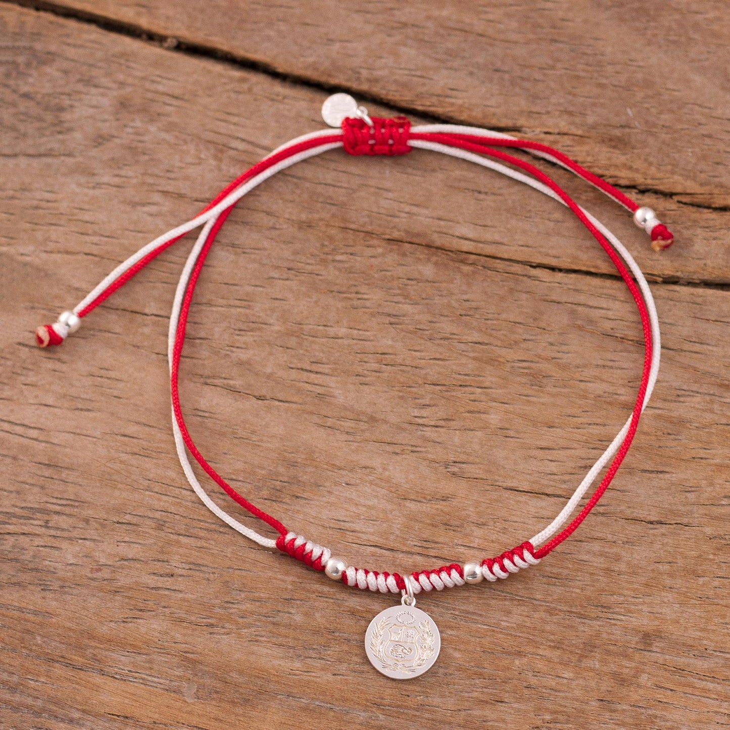 Peruvian Shield Sterling Peruvian Coat of Arms Charm Bracelet