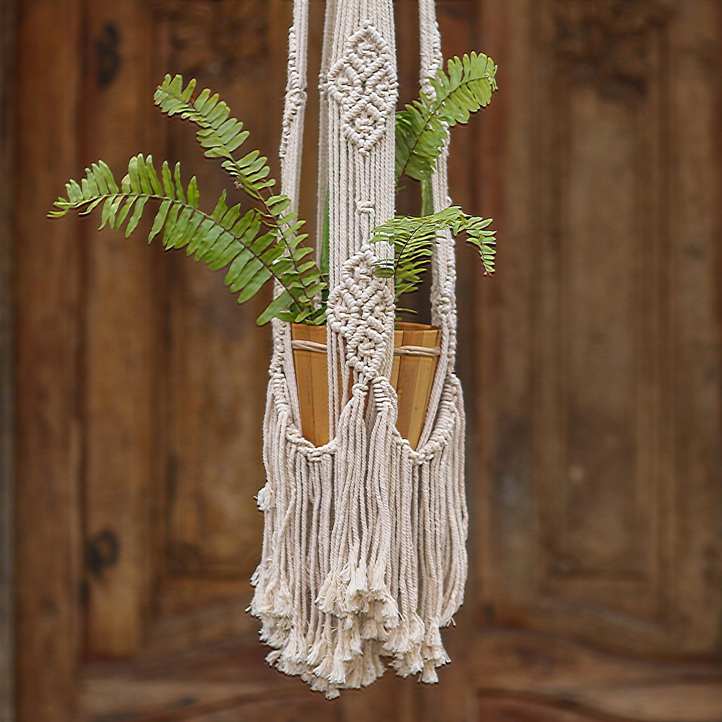 Tegalalang Plants Handwoven Single Cotton Flower Pot Hanger from Bali