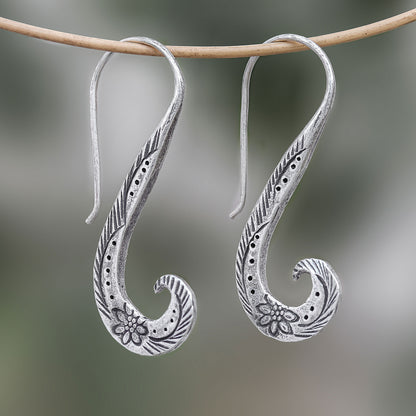 Windy Spring Floral Karen Silver Drop Earrings from Thailand