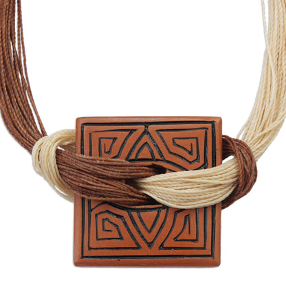 Amazon Labyrinth Labyrinth Motif Ceramic Pendant Necklace from Brazil