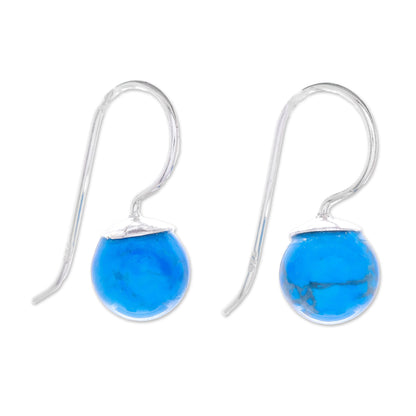 Beautiful Orbs Sterling Silver and Recon. Turquoise Drop Earrings