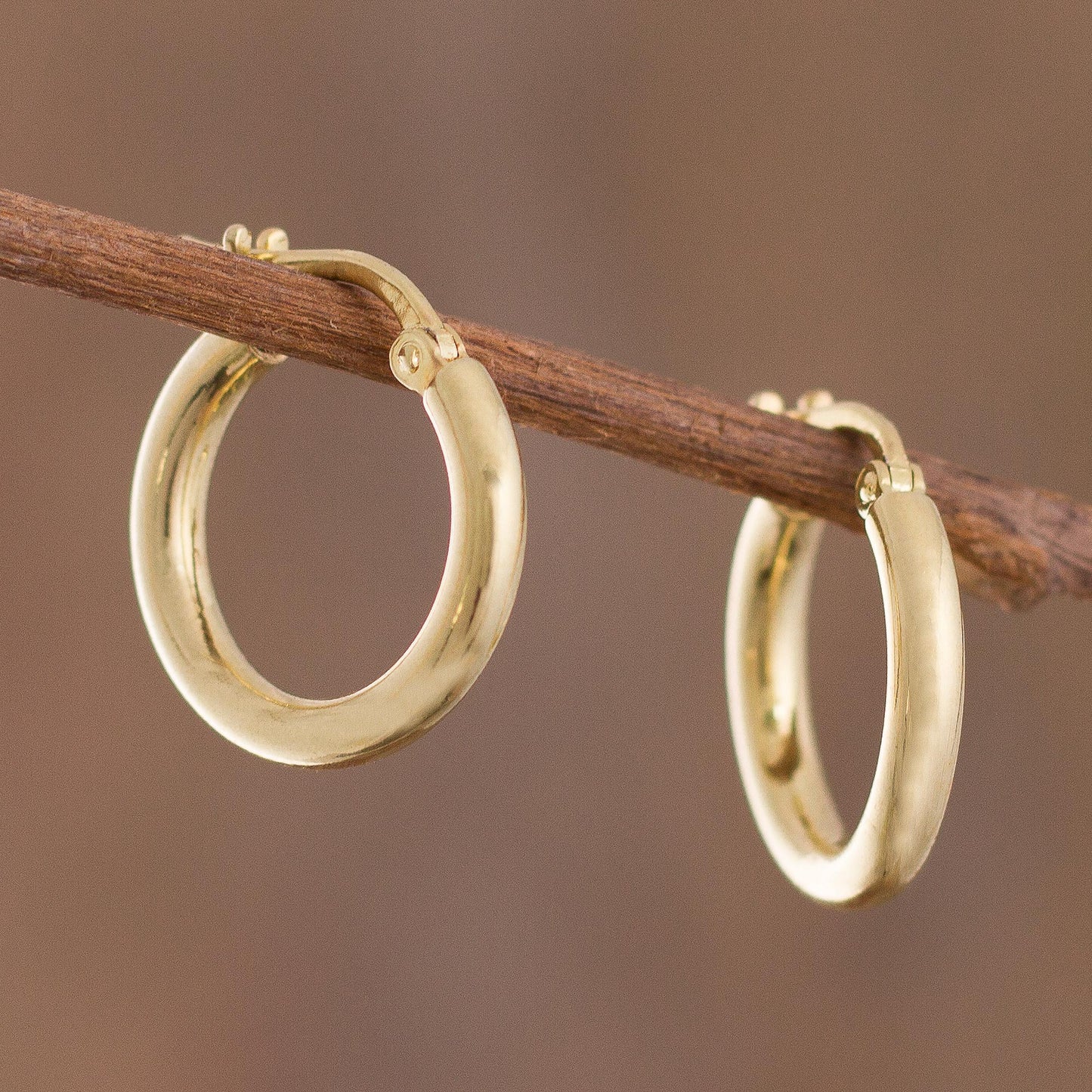 Classic Sheen 18k Gold Plated Sterling Silver Hoop Earrings from Peru