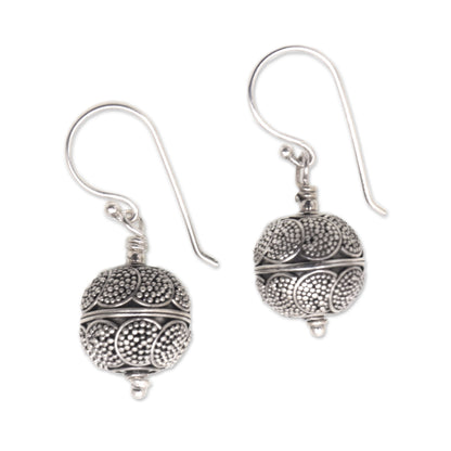 Sky Lanterns Dot Motif Sterling Silver Dangle Earrings from Bali