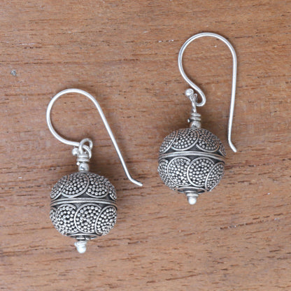 Sky Lanterns Dot Motif Sterling Silver Dangle Earrings from Bali