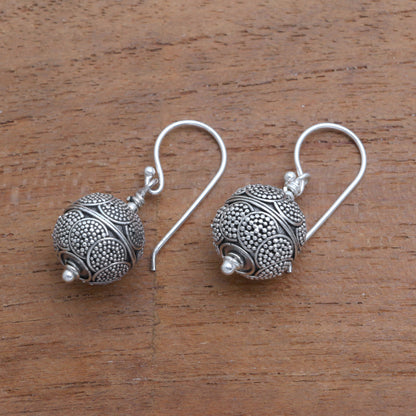 Sky Lanterns Dot Motif Sterling Silver Dangle Earrings from Bali