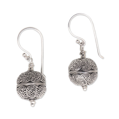 Sky Lanterns Dot Motif Sterling Silver Dangle Earrings from Bali