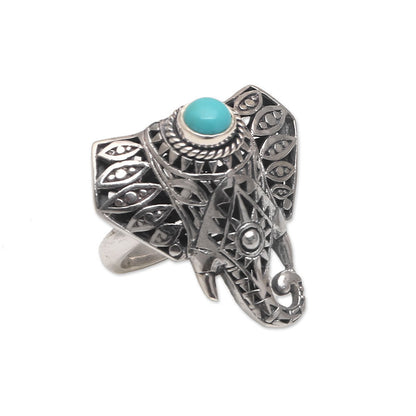 Elephant Eyes Magnesite Elephant Cocktail Ring from Bali