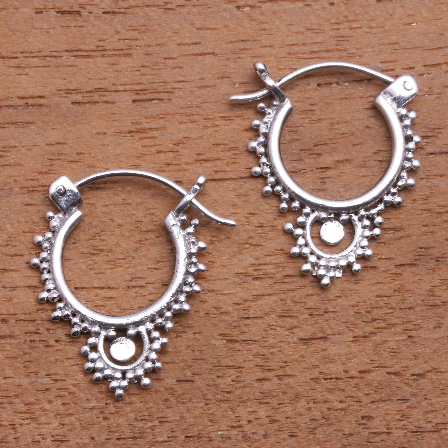 Delightful Bubbles Bubble Pattern Sterling Silver Hoop Earrings from Bali