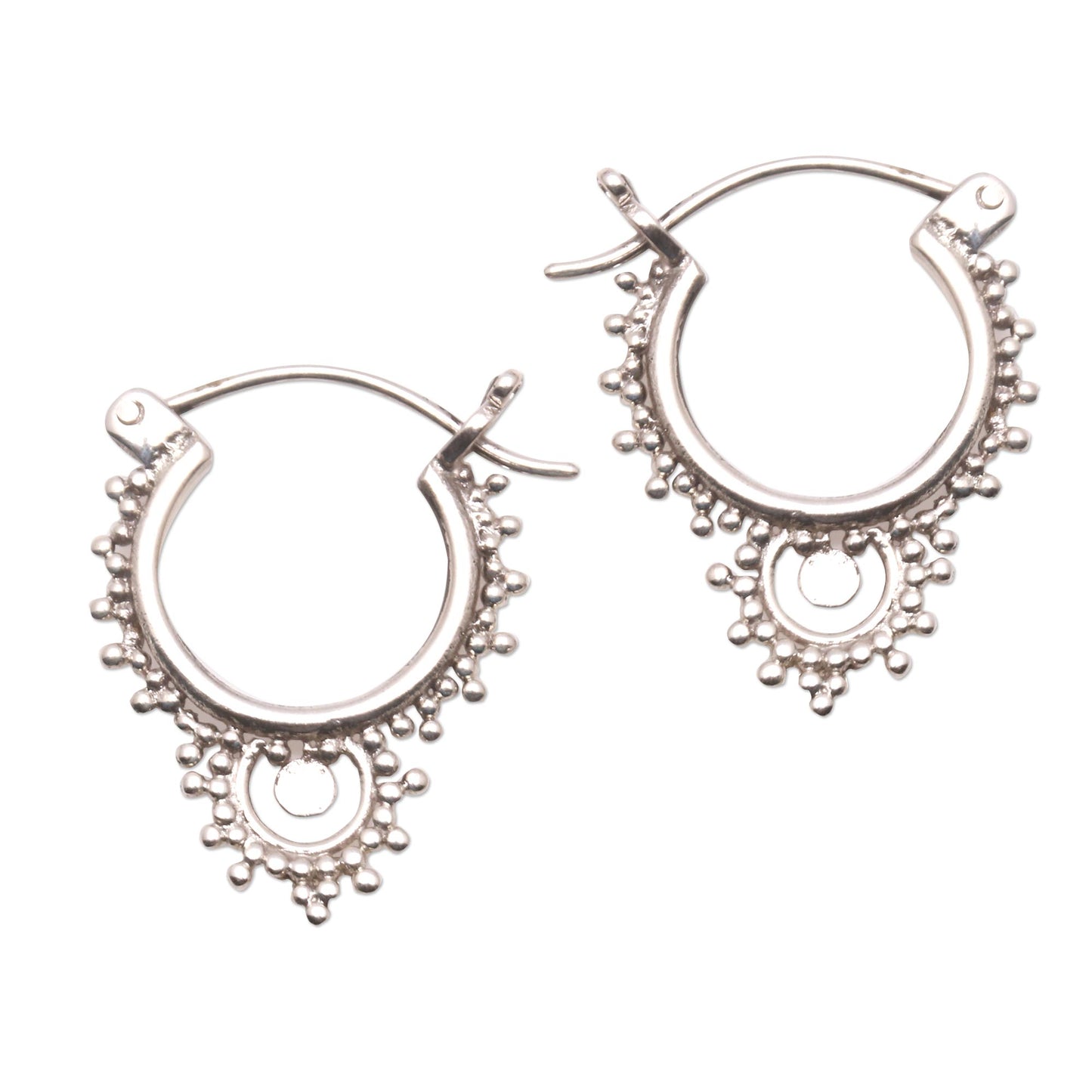 Delightful Bubbles Bubble Pattern Sterling Silver Hoop Earrings from Bali