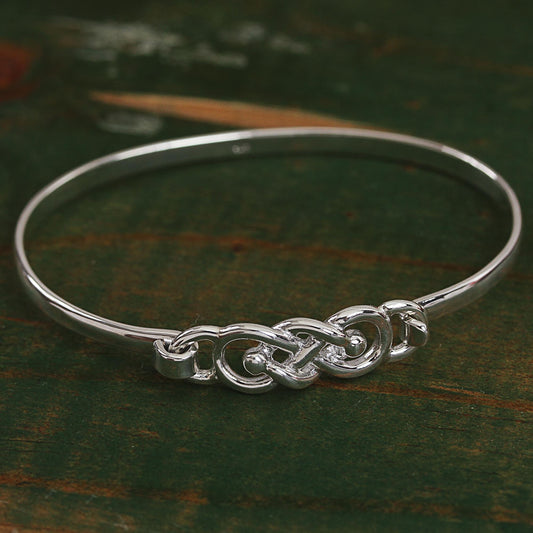 Irish Knot Knot Pattern Sterling Silver Bangle Bracelet from Mexico