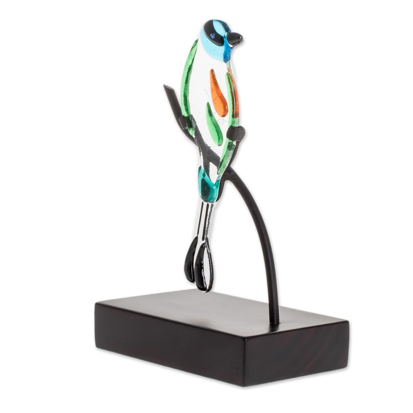 Motmot Art Glass Sculpture of a Motmot Bird from El Salvador